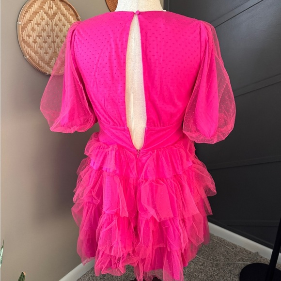 Lulu's Hot Pink Layered Dress - Picture 4 of 10